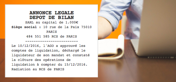 annone legale depot de bilan 